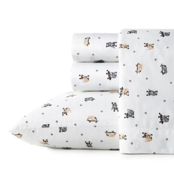 Poppy & Fritz Other - Poppy & Fritz - Twin Printed Pattern Percale Cotton Sheet Set Skat White
